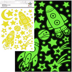 NAKLEJKI FLUORESCENCYJNE ŚWIECĄCE W CIEMNOŚCI KOSMOS RAKIETY TITANUM