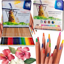 KREDKI OŁÓWKOWE ASTRA CEDROWE PRESTIGE 24 NASYCONE KOLORY WYRAZISTE