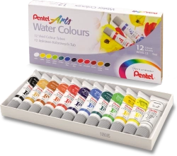 FARBY AKWARELOWE W TUBKACH 12 INTENSYWNYCH KOLORÓW PENTEL