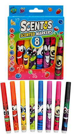 MAZAKI PISAKI FLAMASTRY PACHNĄCE 8 INTENSYWNYCH KOLORÓW SCENTOS