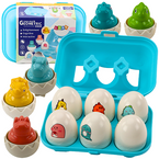 DINOZAURY ZESTAW 6 GEOMETRYCZNYCH JAJ KOLOROWYCH DINOZAURÓW FIGURKI JAJKA