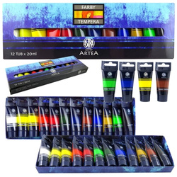FARBY TEMPERA W TUBACH 12 KOLORÓW x 20ml ARTYSTYCZNE ASTRA ARTEA