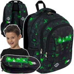 PLECAK SZKOLNY ST.RIGHT BP-77 2w1 PIÓRNIK SASZETKA DLA GRACZA GREEN GAME