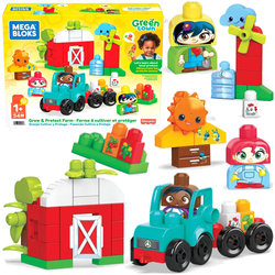MEGA BLOKS KLOCKI KONSTRUKCYJNE DLA MALUCHA EKOFARMA TRAKTOR Z PRZYCZEPĄ