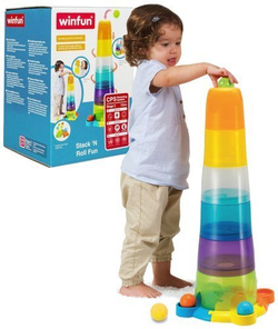 WIEŻA Z PIŁECZKAMI TĘCZOWA PIRAMIDKA DO UKŁADANIA SORTER 65 cm WINFUN