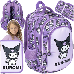 PLECAK SZKOLNY 4-KOMOROWY PIÓRNIK 2w1 ST.MAJEWSKI KRÓLIK VIOLET KUROMI