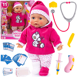 LALKA INTERAKTYWNA BOBAS Z ZESTAWEM LEKARZA ZABAWA W DOKTORA 38cm AKCESORIA