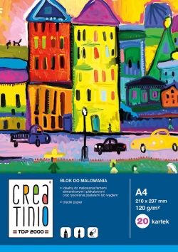 BLOK DO MALOWANIA CREATINIO A4 BIAŁY 20 KARTEK 120g DO SZKICOWANIA TOP 2000