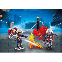 PLAYMOBIL STRAŻ POŻARNA STRAŻACY Z GAŚNICĄ CITY AKCJA RATUNKOWA POMPA WODNA