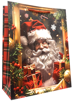 TORBA PREZENTOWA TOREBKA ŚWIĄTECZNA MIKOŁAJKI ŚWIĘTA KRATKA 31x40x12 cm