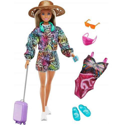 BARBIE LALKA WAKACYJNA W KAPELUSZU WALIZKA STRÓJ KĄPIELOWY PLAŻA WAKACJE