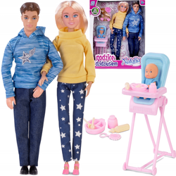 LALKA NATALIA RODZICE Z DZIDZIUSIEM KEN KARMIENIE