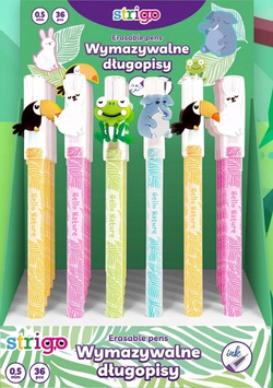 DŁUGOPIS WYMAZYWALNY ŚCIERALNY ANIMALS ZWIERZAKI STRIGO NIEBIESKI - 4 szt.