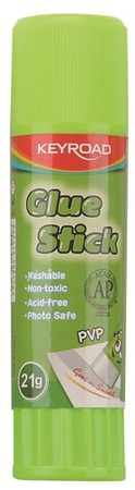 KLEJ W SZTYFCIE PVP KEYROAD 21g BIAŁY ZMYWALNY BIUROWY SZKOLNY - 20 szt.