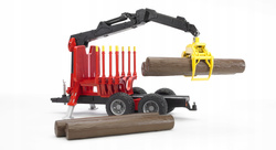 PRZYCZEPA LEŚNA Z DŹWIGIEM I DREWNEM SAMOWYŁADOWCZA 4 KŁODY CHWYTAK BRUDER