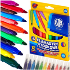 FLAMASTRY ASTRA STOŻKOWE TRÓJKĄTNE 12 kolorów PISAKI INTENSYWNE SZKOLNE