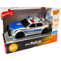 AUTO SAMOCHÓD POLICYJNY RADIOWÓZ POLICJA POJAZD ŚWIATŁA DŹWIĘK SREBRNY 1:20