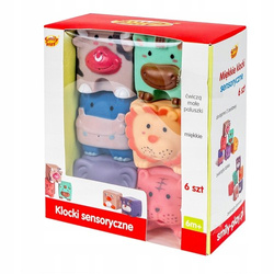 KLOCKI SENSORYCZNE ZWIERZĄTKA SMILY PLAY EDUKACYJNE GUMOWE TRENING RĄCZKI