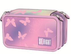 PIÓRNIK SZKOLNY Z WYPOSAŻENIEM POTRÓJNY ST.RIGHT PINK BUTTERFFLIES MOTYLE