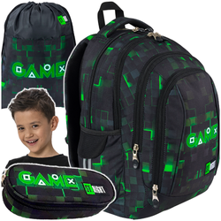 PLECAK SZKOLNY PIÓRNIK WOREK ST.RIGHT 3w1 BP04 DLA GRACZA GREEN GAME