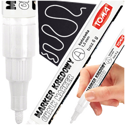 MARKER KREDOWY ŚCIERALNY DO TABLIC SZKŁA BIAŁY 1,5mm T-293 TOMA - 5 szt.