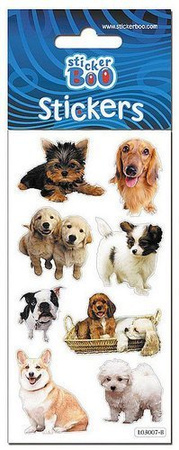 NAKLEJKI NALEPKI PSY PIESKI STICKER BOO 8 SZT