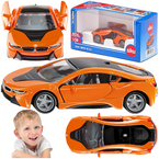 SAMOCHÓD AUTO BMW I8 LCI OTWIERANE DRZWI POMARAŃCZOWE METALOWE SIKU 2348