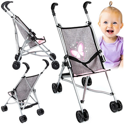 WÓZEK DLA LALEK SPACERÓWKA STABILNY BEZPIECZNY WYTRZYMAŁY BUGGY BAYER SZARY