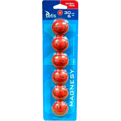 MAGNESY EMOTIKONY BUŹKI DO TABLIC CZERWONE OCZKO TETIS 30mm 6 szt.