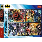 PUZZLE BATMAN W AKCJI 4x250 ELEMENTÓW BOHATEROWIE DC UKŁADANKA TREFL 13310