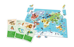 ODKRYWAMY ŚWIAT MAPA PUZZLE 124 ELEMENTY QUIZY CIEKAWOSTKI CLEMENTONI