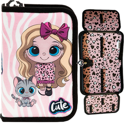 PIÓRNIK DWUKLAPKOWY BEST FRIENDS DZIEWCZYNKA I KOT