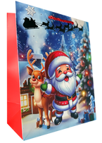 TORBA PREZENTOWA TOREBKA ŚWIĄTECZNA MIKOŁAJKI CHOINKA BŁĘKIT  31x40x12 cm