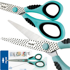 NOŻYCZKI SZKOLNE BIUROWE NIERDZEWNE SOFT MIĘTOWE W KROPKI 20.5 cm MILAN