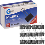 SPINACZE BIUROWE KLIPSY KLIPY KLAMERKI METALOWE CZARNE 19mm 12 sztuk