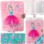 PAMIĘTNIK Z KŁÓDKĄ 3D WŁOCHACZ PLUSZOWY NOTES A5 96K BALLERINA BALETNICA