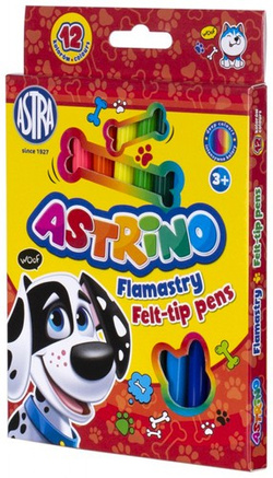 FLAMASTRY MAZAKI PISAKI ASTRINO 12 INTENSYWNYCH KOLORÓW ASTRA SZKOLNE