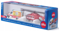 MERCEDES-BENZ AMBULANS HELIKOPTER RATUNKOWY ZESTAW METALOWY SIKU 1748