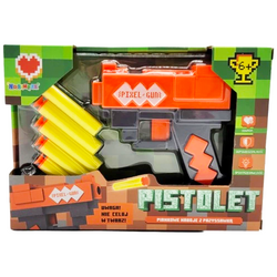PISTOLET WYRZUTNIA PIANKOWE NABOJE Z PRZYSSAWKĄ PIXEL GUN POMARAŃCZOWY