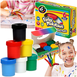 FARBY PLAKATOWE 6 INTENSYWNYCH KOLORÓW x 20 ml ASTRA AS SZKOLNE