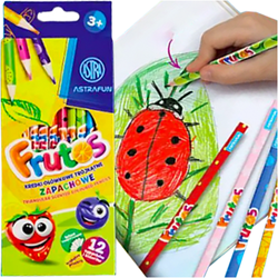 KREDKI OŁÓWKOWE ASTRA FRUTOS ZAPACHOWE OWOCOWE TRÓJKĄTNE 12 KOLORÓW