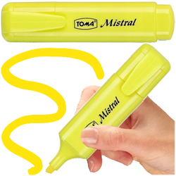 ZAKREŚLACZ BIUROWY SZKOLNY TOMA MISTRAL PISAK ŻÓŁTY PASTELOWY - 5 sztuk