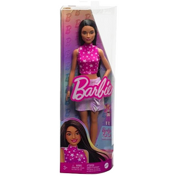 LALKA BARBIE FASHION RÓŻOWA STYL ROCKOWY DŁUGIE CIEMNE WŁOSY 30 cm