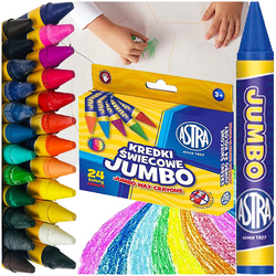 KREDKI ŚWIECOWE JUMBO GRUBE 24 KOLORY INTENSYWNE SZKOLNE ŻYWE ASTRA