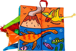 KSIĄŻECZKA SENSORYCZNA EDUKACYJNA MATERIAŁOWA DINOZAURY WYSTAJĄCE OGONKI