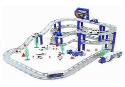 TOR SAMOCHODOWY DUŻY 495CM POLICJA POJAZDY HELIKOPTER CIĘŻARÓWKA ZNAKI