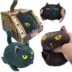 GUMOWY KOTEK ANTYSTRESOWY ASKATO GNIOTEK DO ŚCIASKANIA ROZCIĄGANIA CZARNY