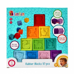 KLOCKI SENSORYCZNE BAM BAM EDUKACYJNE GUMOWE CYFERKI ZWIERZĄTKA