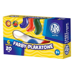 FARBY PLAKATOWE ASTRA 6 KOLORÓW 20 ML SŁOICZKI WYRAZISTE INTENSYWNE