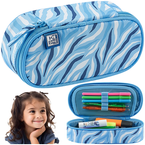 PIÓRNIK SZKOLNY SASZETKA USZTYWNIANA WODOODPORNY NIEBIESKA ZEBRA OXFORD